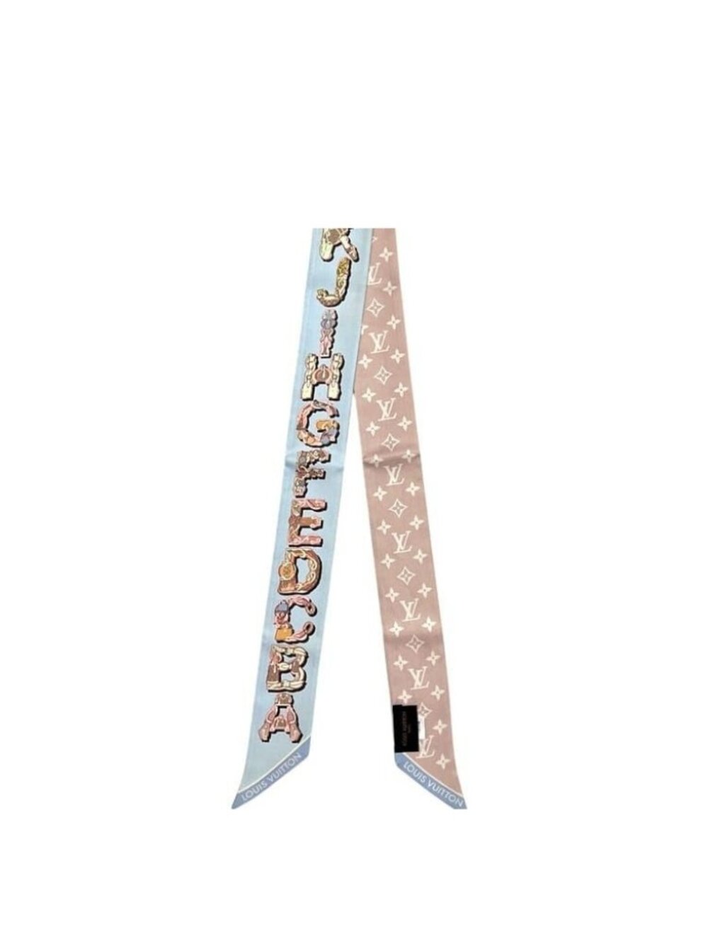 Louis Vuitton Scarf Bandeau BB LV&me Alphabet Monogram Silk Light Blue Pink